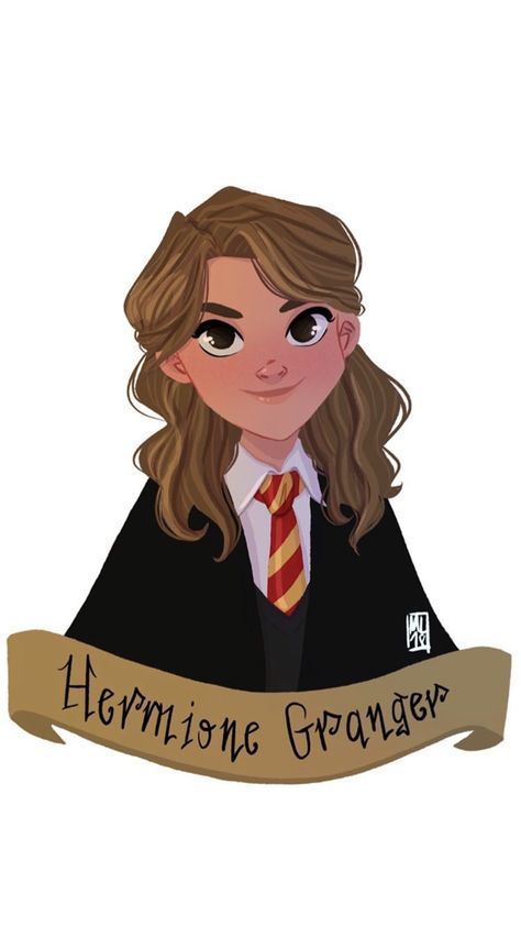 Drawing Hermione Granger, Hermoine Granger Fan Art, Hermione Granger Illustration, Hermione Cartoon, Harmony Granger, Wall Aesthetics, Harry Potter Watercolor, Harry Potter Cards, Harry Potter Cartoon