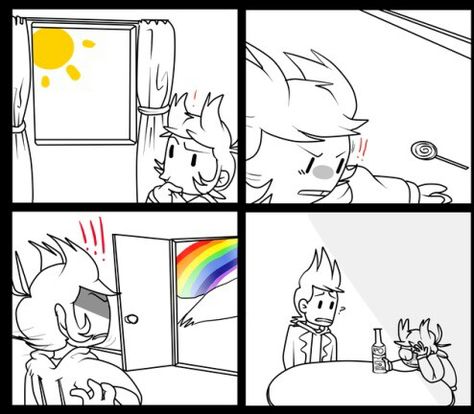 SUNSHINE LOLLIPOPS AND RAINBOWS EVERYTHING IS WONDERFUL- Eddsworld Sunshine Lollipops, Tord Sunshine Lollipops, Funny Eddsworld, Sunshine Lollipops And Rainbows, Edd Gould, Eddsworld Memes, Eddsworld Tord, Eddsworld Comics, Comic Pictures