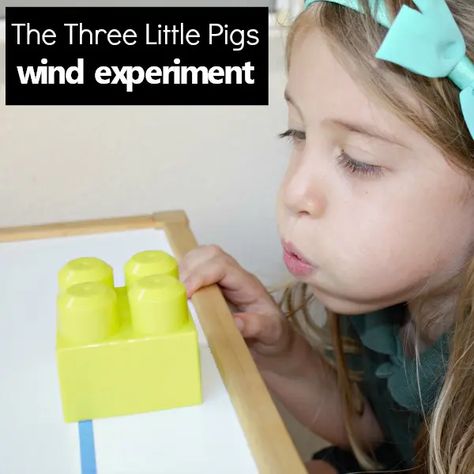 Wind Science Experiment Three Little Pigs Activity 3 Pigs, Three Pigs, Nursery Rhymes Preschool, Fractured Fairy Tales, Childrens Books Activities, Experiments Kids, Weather Theme, Hair In The Wind, Preschool Units