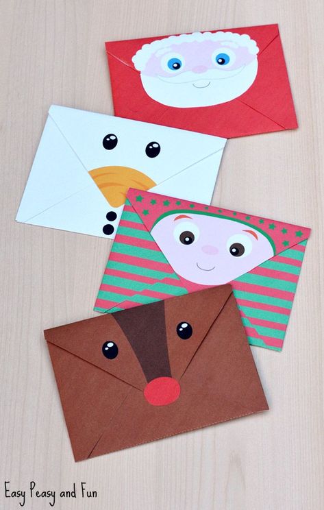 Printable Christmas Envelopes Diy Stationery Set, Creative Christmas Crafts, Diy Jul, Reindeer Craft, Paper Puppets, Christmas Envelopes, Printable Envelope, Diy Envelope, Christmas Gift List