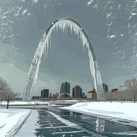 Saint Louis Arch, Winter Humor, St Louis Arch, Saint Louis Missouri, Gateway Arch, Winter Illustration, Winter Storm, St Louis Missouri, Winter Wonder