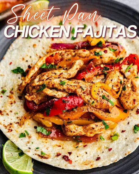 The Stay At Home Chef Healthy Lemon Chicken, Sheet Pan Chicken Fajitas, The Stay At Home Chef, Fajita Spices, Stay At Home Chef, Homemade Fajita Seasoning, Chicken Roasted, Chicken Fajita Recipe, Pan Chicken Fajitas