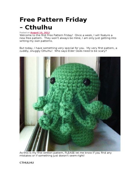 Chuthulu Crochet Pattern, Cthulhu Crochet Pattern, Crochet Chuthulu, Gargoyle Crochet Pattern, Cthulhu Crochet Pattern Free, Lovecraft Crochet, Crochet Cryptid, Cthulhu Drawing, Crochet Cthulhu