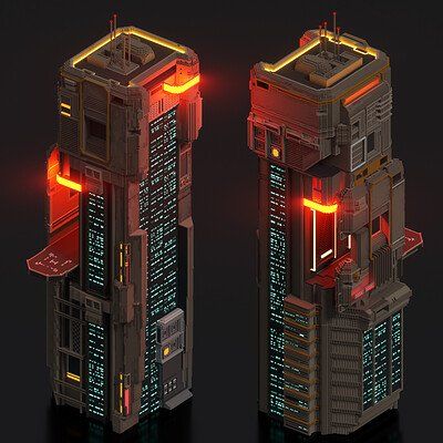 ArtStation - Mari K Factory Building Design, Cyberpunk Building, Minecraft Modern City, Scifi Building, Cyberpunk Games, Sci Fi Building, Sci Fi Architecture, Futuristic Building, Sci Fi City