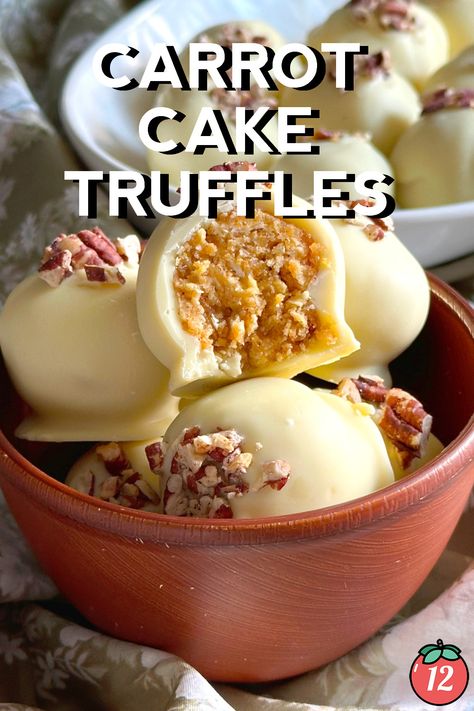 Carrot Cake Truffles | 12 Tomatoes Cake Balls Carrot Cake, Carrot Cake Truffles 12 Tomatoes, 12tomatoes Recipes Desserts, Truffle Dessert Recipes, Spice Cake Truffles, Carrot Cake Truffles, Fellowship Ideas, Carrot Cake Balls, Truffle Recipes