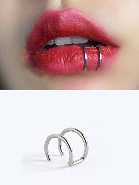 Labret Piercing Ring, Piercings Bonitos, Fake Lip Ring, Lip Piercing Jewelry, Calm Space, Fake Lips, Faux Piercing, Snakebites, Face Piercings