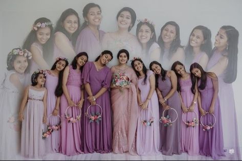 Kerala Bridesmaid Dresses, Bridesmaid Dresses Ideas Unique, Brides Sister Outfit, Wedding Dresses For Brides Sister, Girls Formal Dresses Kids, Dress For Bride Sister, Bridesmaids Poses, Bridal Maid Dress, Bridesmaid Dress Color Schemes