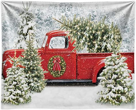 Christmas Backdrops For Photography, Iron Water, Christmas Red Truck, Photos Booth, Forest Photos, Snowy Forest, Christmas Backdrops, Vinyl Backdrops, Birthday Party Banner