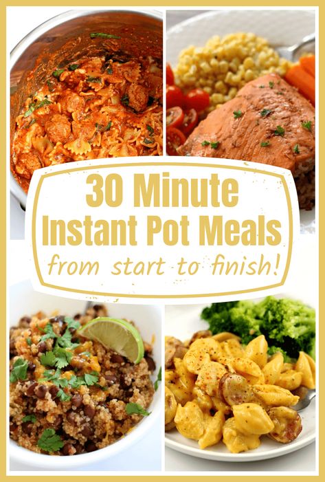 10 Instant Pot recipes that can be made in 30 minutes from start to finish. These recipes are perfect to make on a busy weeknight. #instantpot Instant Pot Multi Cooker Recipes, Top Rated Instant Pot Recipes, Instant Pot Recipes 30 Minutes, Dump And Start Instant Pot Recipes, Instant Pot 5 Ingredients Or Less, Instant Pot Meals, Multi Cooker Recipes, Ip Recipes, Multi Cooker