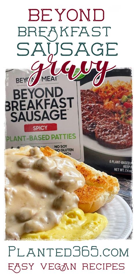 Beyond Breakfast Sausage Gravy is delicious, vegan comfort food that is tasty over biscuits and goes great with a Just Egg scramble! Impossible Sausage Gravy, Vegan Sausage Gravy, Vegetarian Sausage Gravy, Breakfast Gravy, Vegan Gravy, Desserts Vegan, Vegan Sausage, Sausage Gravy, Vegan Comfort Food