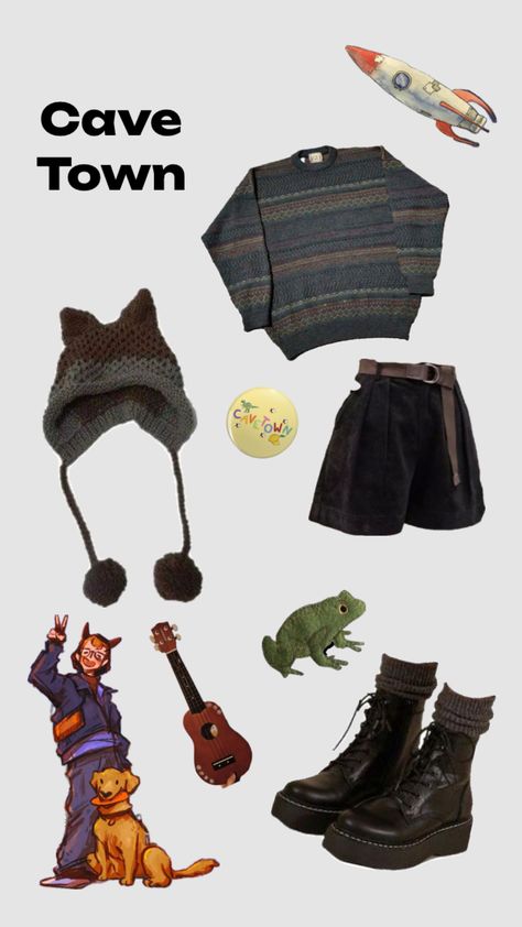 1/7 How certain artists fans dress #outfitinspo #music #cavetownaestehtic #fyp #cavetown Robbie Cavetown Outfits, Crochet Cavetown, Cavetown Clothes, Cavetown Outfits Concert, Cavetown Crochet, Cavetown Inspired Outfit, Cavetown Concert Outfit Ideas, Cavetown Outfit Ideas, Artist Core Outfits