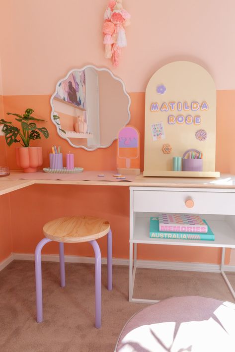 Kids Desk Organization, Neutral Playroom, Write Notes, Kids Bedroom Inspiration, Display Pictures, Arched Mirror, Room Redesign, Notice Board, Colour Blocking