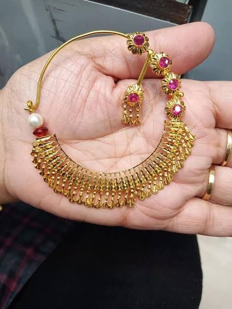 Pahadi Nath Design, Gold Nath Designs Indian, Pahadi Jewellery, Nath Designs, Nath Design, Nath Bridal, Gold Nath, Bridal Nath, Nath Nose Ring