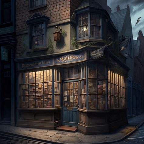 Fantasy Shop, Harry Potter Style, Magic World, Fantasy City, Fantasy Places, Steampunk Design, Harry Potter Fan Art, Fantasy Art Landscapes, 판타지 아트