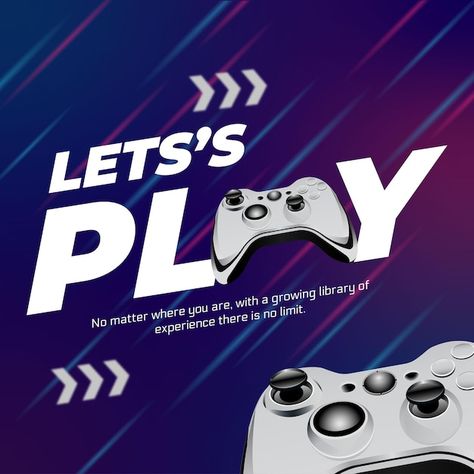 Banner design of lets play template | Premium Vector #Freepik #vector #game-control #game-controller #gaming-controller #gamepad Poster Images, Golf Academy, Gaming Banner, Game Poster, Vector Banner, Play Golf, Lets Play, Psd Files, Banner Design