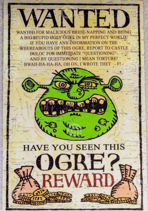 Shrek Beware Sign, Shrek Wanted Posters, Shrek Decorations, Shrek Poster, Shrek Birthday, Shrek Party, Beware Sign, Kid Friendly Halloween, Bday Party Theme