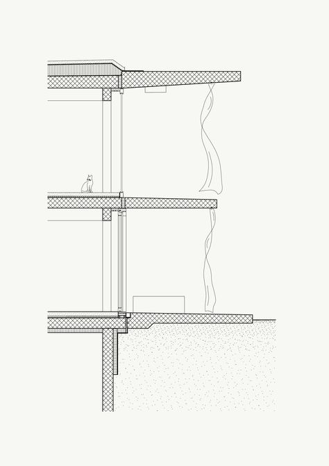 Textile Facade, Concrete Canopy, Concrete House Plans, Flux Design, Swiss Architecture, Curtain Wall Detail, Curtain Drawing, Houses Architecture, Student House