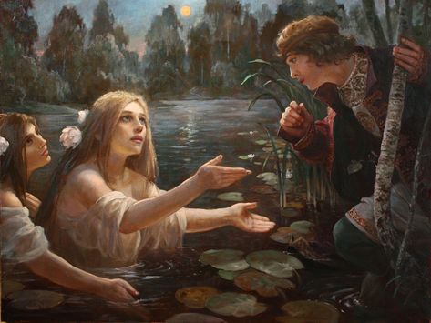 Andrey Shishkin, Ukrainian Mythology, Russian Mythology, Slavic Paganism, Slavic Mythology, Slavic Folklore, Russian Painting, Mermaids And Mermen, Russian Folk