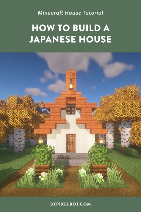 Minecraft: How to Build a Small Japanese House (Survival Starter House Tutorial) Minecraft Japanese Style, Japanese Style House Plans, Small Minecraft Builds, Small Japanese House, Minecraft Small House, Japanese Small House, Minecraft Japanese House, Minecraft Starter House, Minecraft Japanese