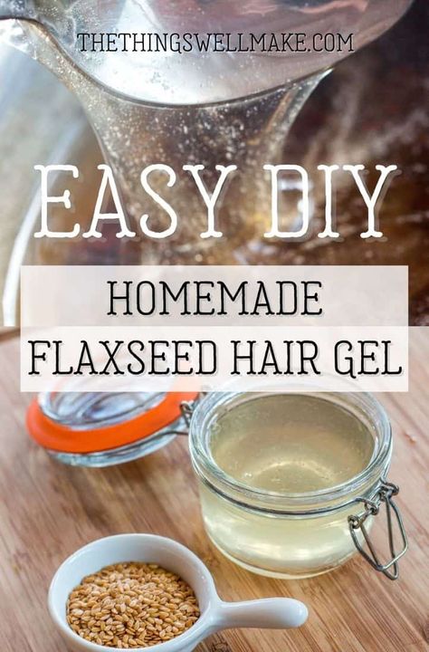 Style and nourish your hair with this homemade flaxseed hair gel. It's perfect for defining curls and waves, but also helps style hair when straightening. #naturalhaircare #diyhairproducts #diyhaircare #thethingswellmake #miy Flaxseed Hair Gel, Diy Flaxseed Gel, Homemade Hair Gel, Flax Seed Hair Gel, Hair Gel Recipe, Homemade Business, Flaxseed Gel, Homemade Shampoo, Hair Oils