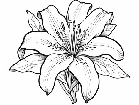 illustration of Relaxing tiger lily coloring experience Tiger Flower Drawing, Lily Illustration Flower, Tiger Lily Sketch, Lily Coloring Pages, Tiger Lily Drawing, Lily Drawings, Bora Bill, Lily Flower Drawing, Lily Sketch