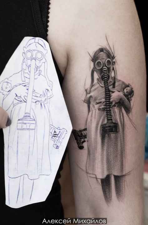 Apocalypse Tattoo, Dr Tattoo, Gas Mask Tattoo, Rabe Tattoo, Doctor Tattoo, Tattoo Trash, Tattoo Realism, Scary Tattoos, Inspiration Tattoos