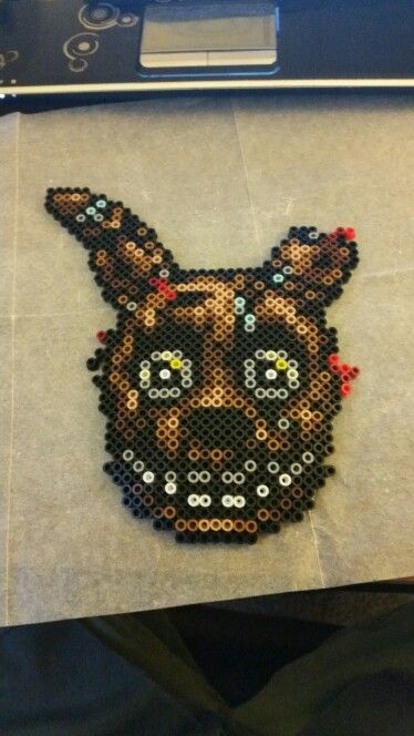 Five Nights at Freddy's perler beads Five Nights At Freddy’s Perler Beads, Spring Trap Perler Beads, Fnaf Fuse Beads, Fnaf Pearl Beads, Perler Bead Record, Fnaf Beads Pattern, Coraline Perler, Fnaf Perler Beads Pattern, Hazbin Hotel Perler Beads