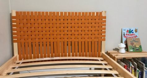 Upholster your headboard with woven canvas - IKEA Hackers Ikea Fjellse, Ikea Headboard Hack, Canvas Headboard, Headboard Hack, Woven Headboard, Ikea Headboard, Ikea Bed Frames, Ikea Bed Hack, Ikea Bed