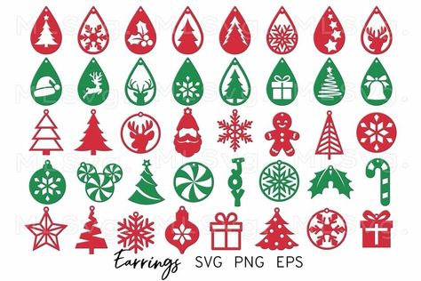 Christmas Earrings SVG, TearDrop Svg, Christmas Jewelry Svg#cricutmakersvg #silhouettecutfiles #earringtemplate Laser Cut Christmas Earrings, Faux Leather Christmas Earrings, Christmas Leather Earrings, Christmas Earring Svg, Faux Leather Earrings Svg, Christmas Earings, Laser Jewelry, Earring Christmas, Earrings Svg