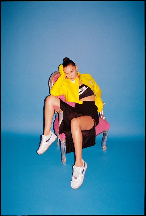 Bella Hadid Models the Coolest Nike Sneakers for Footwear News | Page 2 | Fashion Gone Rogue Bella Hadid Nike, Nike Editorial, Nike Photography, Shooting Studio, Apostolic Fashion, Nike Model, Nike Style, Model Pose, Model Poses Photography