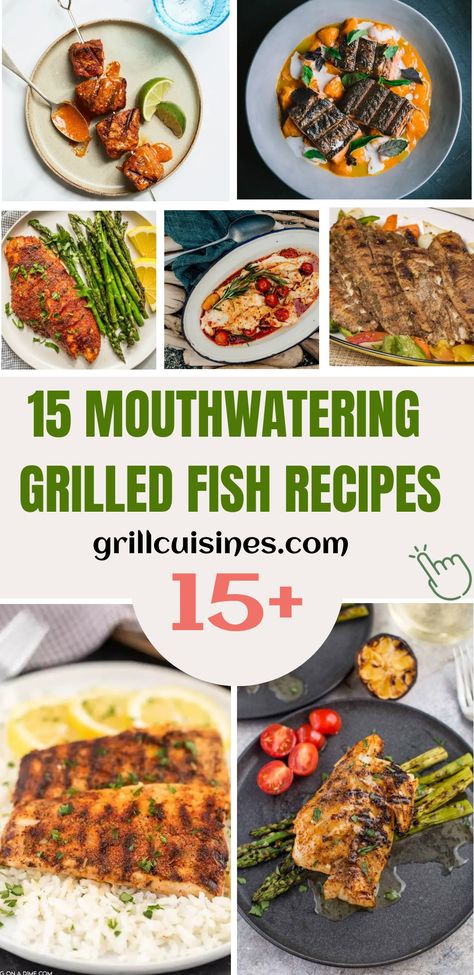 Grilled fish is a delicious and healthy option for any meal. Grilling fish is a great way to add flavor and texture to your favorite grilled seafood while keeping it healthy. The Best Grilled Fish Recipes including grilled fish tacos, glazed salmon, marinated fish, blackened fish, cedar plank grilled fish, tilapia, cod and so much more. | summer fish ideas | healthy fish dinners | grilled seafood Grilled Mediterranean Fish Recipes, Tile Fish Recipe Grilled, Grilled Fish Dinner Ideas, Barbeque Fish Recipes, Best Grilled Fish Recipes, Fish On The Grill Recipes, Cod On The Grill, Fish Grilling Recipes, Grill Fish Recipes