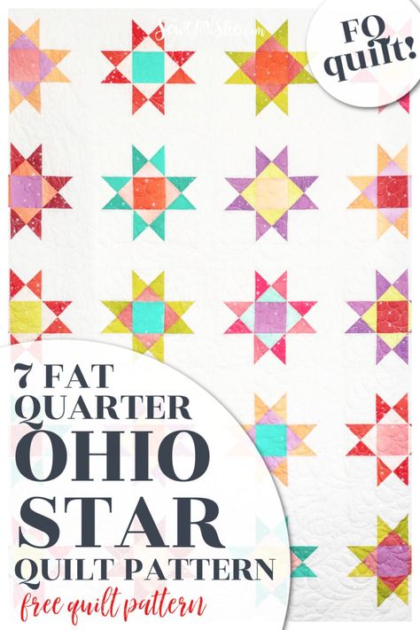 Fat Quarter Friendly Archives : SewCanShe Free Sewing Patterns for Beginners Star Quilt Patterns Free, Whale Quilt, Quilts With Stars, Quilt Design Board, Sew Can She, Fat Quarter Quilt Patterns, Eight Point Star, Ohio Star Quilt, Twin Quilt Pattern