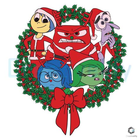 Disney Inside Out Xmas SVG Christmas Wreath Cricut File Disney Christmas Png, Inside Out Characters, Disney Inside Out, Disney Pins, Window Painting, Disney Christmas, Festive Christmas, Disney Magic, Inside Out