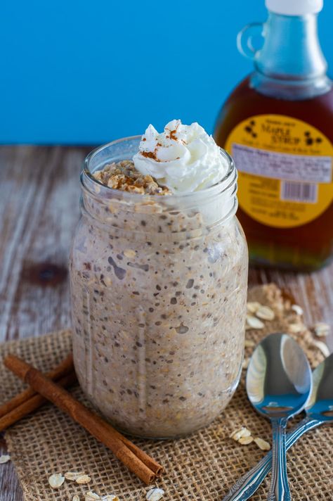 Healthy Dinner That Tastes Good, Fruitless Overnight Oats, Overnight Oats Pancakes, Maple Overnight Oats Healthy, Overnight Oats You Can Heat Up, Fruit Overnight Oats Healthy, Ovrtnight Oats, Oatzempic Recipe, Overnight Oatmeal Recipe