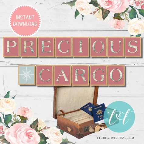 Precious Cargo Baby Shower Banner Traveling From Miss To Mrs, Love Is A Journey, Dessert Table Sign, Travel Baby Showers, Gift Table Signs, Bridal Shower Banner, Miss To Mrs, Custom Banner, From Miss To Mrs