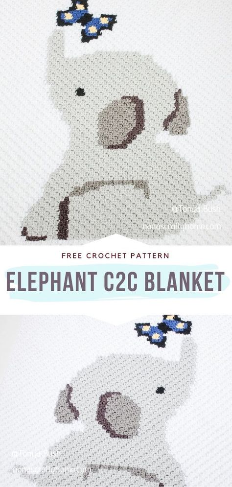 Crochet Baby Milestone Blanket Pattern, How To Make Your Own C2c Pattern, C2c Elephant Blanket Free Pattern, Crochet C2c Elephant Baby Blanket, Owl Baby Blanket Crochet Pattern Free, Crochet Elephant Border, Elephant Crochet Pattern Free Blanket, Free C2c Blanket Patterns, C2c Elephant Baby Blanket