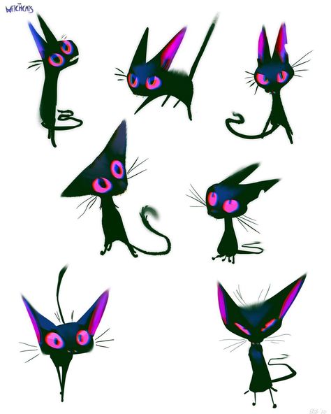 18.6 k mentions J’aime, 57 commentaires - Elena & Olivia Ceballos (@elioliart) sur Instagram : "Cat designs for The Witchcats idea post from a while ago. #characterdesign #cat #cats #art #artist…" Cat Cartoon Character Design, Evil Cat Illustration, Black Cat Character Design, Cat Concept Art, Cat Character Design, Animal Face Paintings, Easy Animal Drawings, Evil Cat, Animal Drawings Sketches