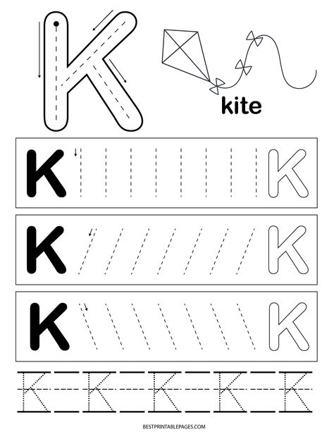 Preschool Letter I Worksheets, Letter A Worksheets For Toddlers, Letter K Tracing Worksheet, K Pictures Letter, K Is For Craft, Letter K Preschool Activities, Letter K Worksheets For Preschoolers, Sea Colouring Pages, Polar Express Printables