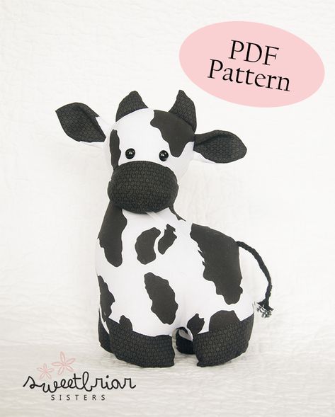 Cow Patterns Sewing, Diy Cow Stuffed Animal, Cow Stuffed Animal Pattern Sewing Free, Stuffed Cow Sewing Pattern, Stuffed Cow Pattern Sewing Free, Cow Stuffed Animal Pattern, Cow Sewing Pattern, Cow Sewing, Sewn Dolls