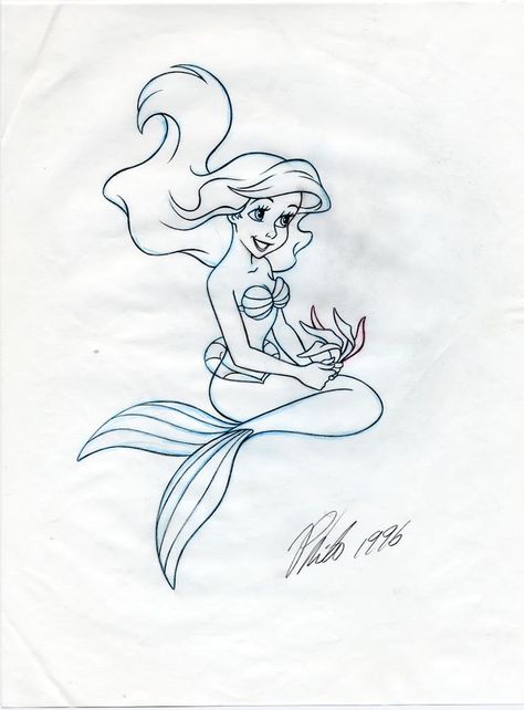 More artwork from the same artist, This is also a popular coloring page! The Little Mermaid Tattoo, Pixar Concept Art, Disney Character Sketches, Ariel Tattoo, Little Mermaid Tattoo, Disney Sleeve, Ariel Little Mermaid, Disney Characters Wallpaper, Mermaid Drawings