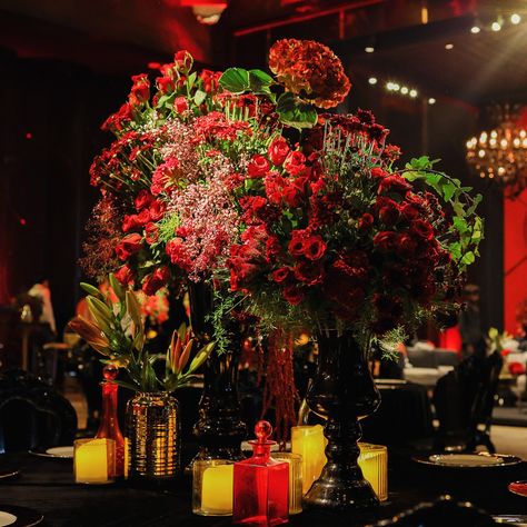 A bespoke sangeet and cocktail party with a rich black and red palette transforming the ambiance into dramatic elegance ❤️ Decor & Production: @showkraftdesignerweddings Florals: @prakartibypragya Lighting: @lightingbytechnocraft Location: @grandhyatt.gurgaon Shot By: @sandeepmunjalphotography #cocktail #sangeet #showkraftdesignerweddings #red #black #florals #weddingdesign #destinationwedding #grandhyattgurgaon #wedding Cocktail Party Decorations Elegant, Black And Red Decor, Cocktail Party Decorations, Red Palette, Cocktail Party Decor, Grand Hyatt, Red Decor, Black Cocktail, Cocktail Party