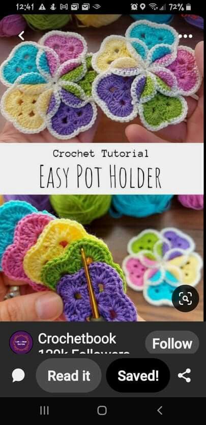 Crochet Pot Holders Free Pattern, Crochet Potholder Patterns, Crochet Hot Pads, Crochet Coaster Pattern, Dishcloth Crochet Pattern, Crochet Potholders, Crochet Dishcloths, Crochet Flower Tutorial, Crochet Square Patterns