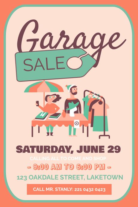 Garage Sale Yard Sale Poster, Flea Market Poster, Market Poster, Promotional Flyers, Online Ads, Garage Sale, Email Templates, Garage Sales, Social Media Graphics