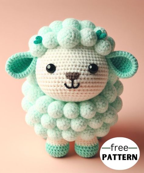 Minty Sheep Amigurumi Pattern Sheep Amigurumi, Crochet Toys Free Patterns, Crochet Sheep, Crochet Plushies, Crochet Toys Free, Pretty Crochet, Cozy Crochet Patterns, Pretty Butterfly, Crochet Toddler