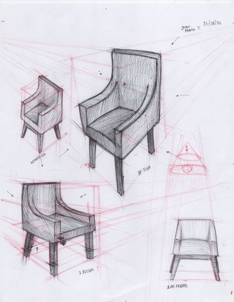 Objective Drawing, Table Sketch, Three Point Perspective, Chair Drawing, Furniture Sketch, Furniture Design Sketches, Drawing Ideas List, Perspective Drawing Lessons, Interior Architecture Drawing