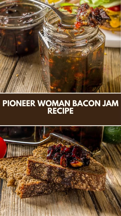 Pioneer Woman Bacon Jam recipe is made of bacon, sweet yellow onions, balsamic vinegar, brown sugar, kosher salt, and black pepper. It serves approximately 6 people and takes about 1 hour and 10 minutes to prepare and cook, including the time to caramelize the onions and simmer the mixture to a jam-like consistency. Bacon Jam Recipes, Pioneer Kitchen, Bacon Jam Recipe, Apple Jam, Onion Jam, Bacon Jam, Jam Recipe, Jam Recipes, Christmas Goodies