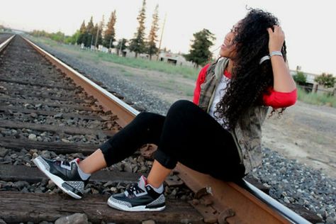 Black Cement 3's #chicksinkicks Jordan 3 Black Cement Outfit, Jordan 3 Black, Swag Clothes, Jordan 3 Black Cement, Chicks In Kicks, Hip Hop Wear, Cali Life, Jordans Girls, Jordan Outfits