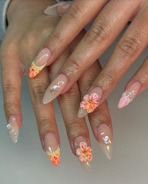 📍RICHMOND HILL 11418, NYC | tulum set ☀️🏝️🐚🦩 #nails #nycnailtech #queensnailtech #nycnails #3dflowers #nailart #frenchnails | Instagram Tulum Nails, Floral Nails Summer, Arty Nails, Nyc Nails, 3d Flower Nails, Tropical Nails, Floral Nail Designs, Floral Nail, Summery Nails