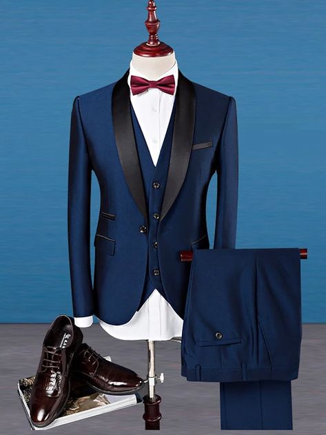 Tuxedo Designs, Burgundy Suit Men, Grad Suits, Marriage Pics, Blue Tuxedo Jacket, Suit Photography, Travis Wedding, Grooms Suit, Blue Tuxedos