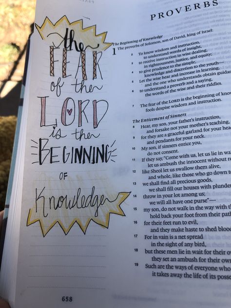 Proverbs 1 Journaling, Proverbs 1 Bible Journaling, Proverbs Notes, Proverbs Bible Journaling, Bible Journaling Proverbs, Proverbs Study, Bible Decorating, Proverbs 1 7, Proverbs 1